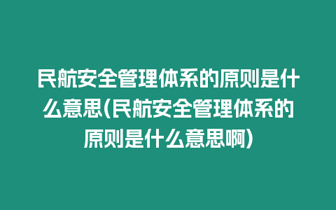 民航安全管理體系的原則是什么意思(民航安全管理體系的原則是什么意思啊)