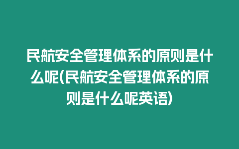 民航安全管理體系的原則是什么呢(民航安全管理體系的原則是什么呢英語)