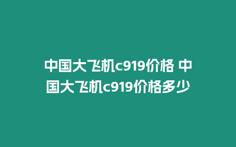 中國大飛機c919價格 中國大飛機c919價格多少