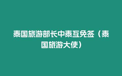 泰國旅游部長中泰互免簽（泰國旅游大使）