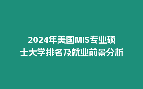 2024年美國MIS專業(yè)碩士大學(xué)排名及就業(yè)前景分析