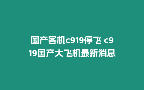 國產客機c919停飛 c919國產大飛機最新消息