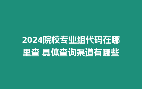 2024院校專業組代碼在哪里查 具體查詢渠道有哪些