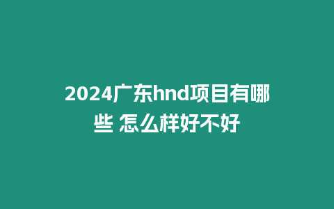 2024廣東hnd項目有哪些 怎么樣好不好