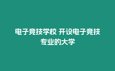 電子競技學校 開設電子競技專業的大學