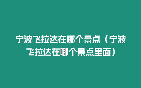 寧波飛拉達在哪個景點（寧波飛拉達在哪個景點里面）