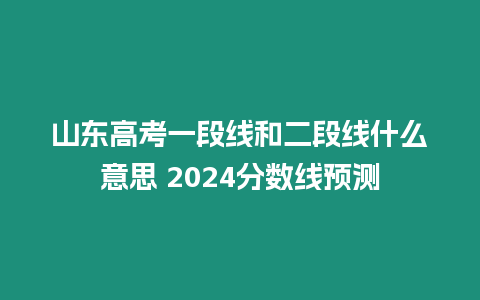 山東高考一段線和二段線什么意思 2024分數線預測