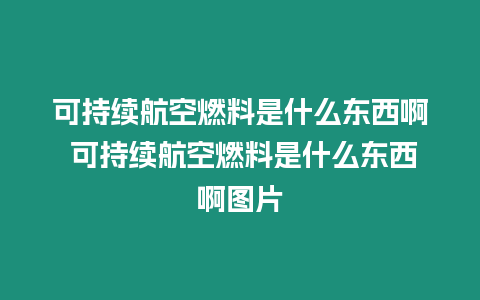 可持續航空燃料是什么東西啊 可持續航空燃料是什么東西啊圖片