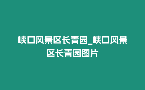 峽口風景區(qū)長青園_峽口風景區(qū)長青園圖片