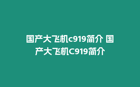 國(guó)產(chǎn)大飛機(jī)c919簡(jiǎn)介 國(guó)產(chǎn)大飛機(jī)C919簡(jiǎn)介