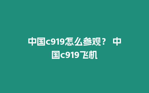 中國c919怎么參觀？ 中國c919飛機