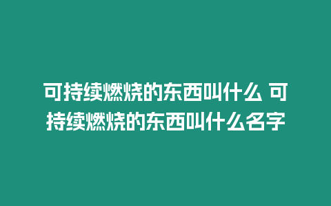 可持續(xù)燃燒的東西叫什么 可持續(xù)燃燒的東西叫什么名字