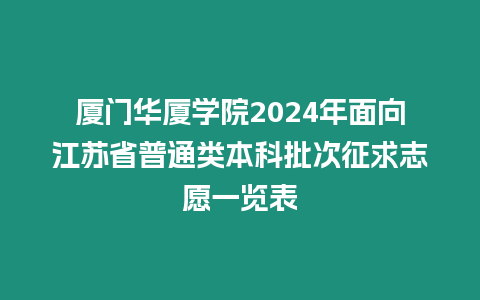 廈門華廈學院2024年面向江蘇省普通類本科批次征求志愿一覽表