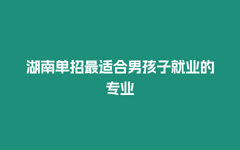 湖南單招最適合男孩子就業的專業