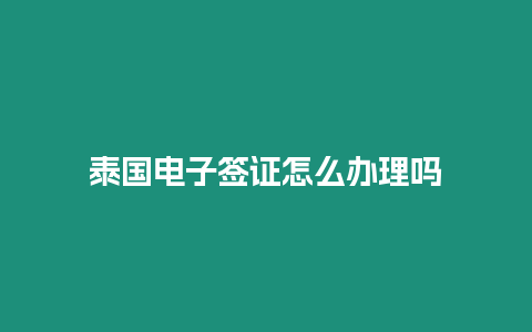 泰國電子簽證怎么辦理嗎