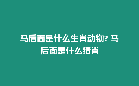 馬后面是什么生肖動物? 馬后面是什么猜肖