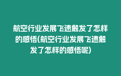 航空行業發展飛速觸發了怎樣的感悟(航空行業發展飛速觸發了怎樣的感悟呢)