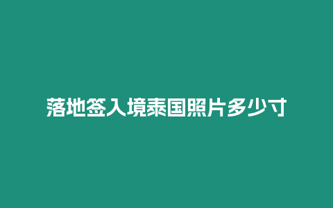 落地簽入境泰國照片多少寸