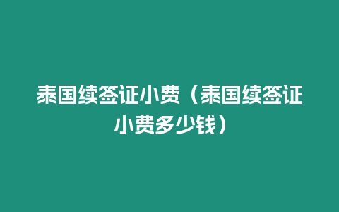 泰國續簽證小費（泰國續簽證小費多少錢）