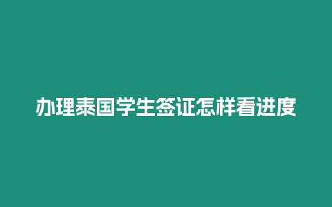 辦理泰國學生簽證怎樣看進度