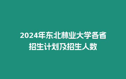 2024年東北林業大學各省招生計劃及招生人數