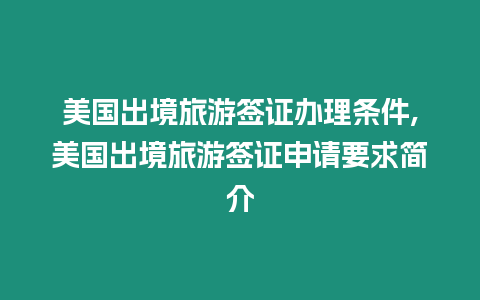 美國出境旅游簽證辦理條件,美國出境旅游簽證申請要求簡介