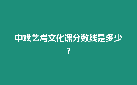 中戲藝考文化課分數線是多少？