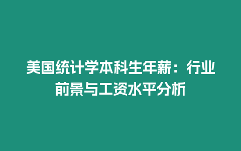 美國統計學本科生年薪：行業前景與工資水平分析