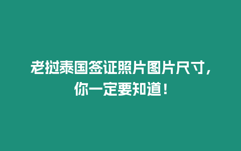 老撾泰國簽證照片圖片尺寸，你一定要知道！