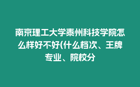 南京理工大學泰州科技學院怎么樣好不好(什么檔次、王牌專業(yè)、院校分