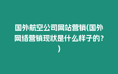 國外航空公司網站營銷(國外網絡營銷現狀是什么樣子的？)