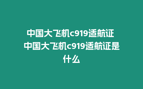 中國大飛機c919適航證 中國大飛機c919適航證是什么