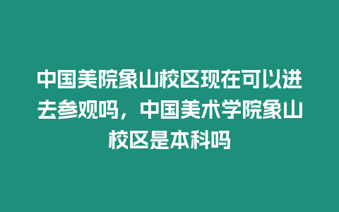 中國美院象山校區現在可以進去參觀嗎，中國美術學院象山校區是本科嗎