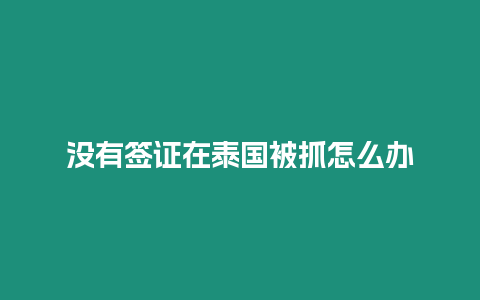 沒有簽證在泰國被抓怎么辦