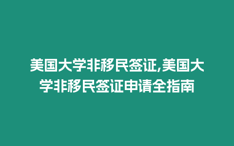 美國大學非移民簽證,美國大學非移民簽證申請全指南