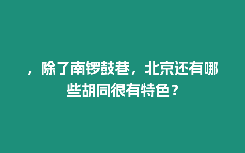 ，除了南鑼鼓巷，北京還有哪些胡同很有特色？