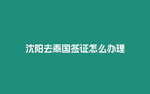 沈陽去泰國簽證怎么辦理