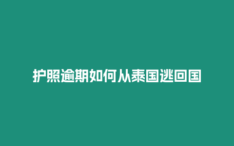 護照逾期如何從泰國逃回國