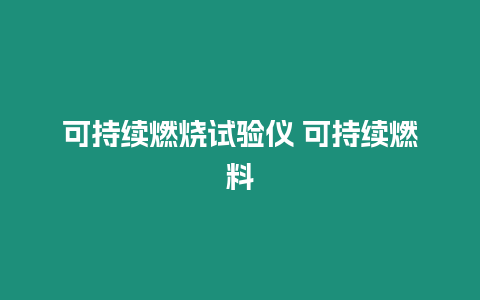 可持續燃燒試驗儀 可持續燃料