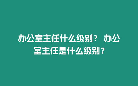 辦公室主任什么級別？ 辦公室主任是什么級別？