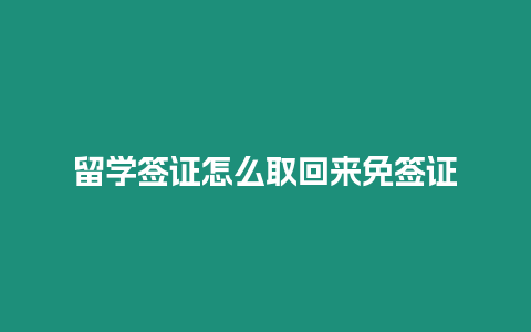 留學簽證怎么取回來免簽證