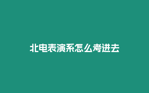 北電表演系怎么考進去