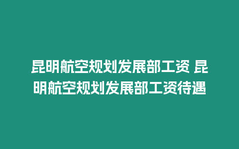 昆明航空規(guī)劃發(fā)展部工資 昆明航空規(guī)劃發(fā)展部工資待遇