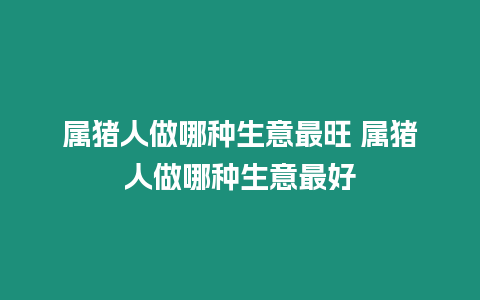 屬豬人做哪種生意最旺 屬豬人做哪種生意最好