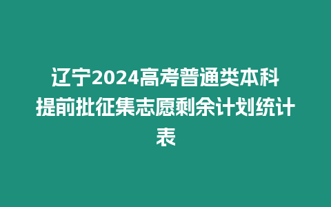 遼寧2024高考普通類本科提前批征集志愿剩余計劃統計表