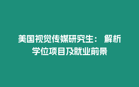 美國視覺傳媒研究生： 解析學位項目及就業前景