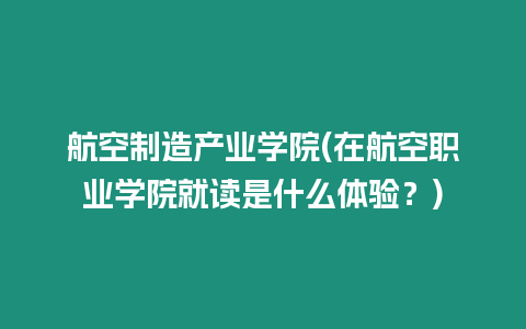 航空制造產業學院(在航空職業學院就讀是什么體驗？)