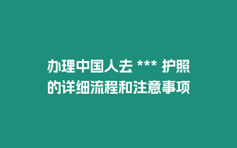 辦理中國人去 *** 護照的詳細流程和注意事項