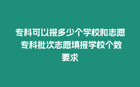 專科可以報(bào)多少個(gè)學(xué)校和志愿 專科批次志愿填報(bào)學(xué)校個(gè)數(shù)要求