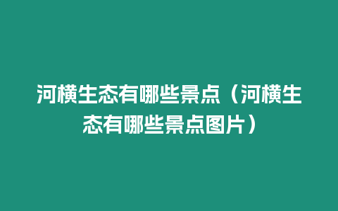 河橫生態有哪些景點（河橫生態有哪些景點圖片）